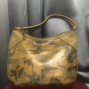 Margot army green camouflage leather shoulder bag